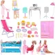 Barbies Doll House Furniture Bed Table Chair Plastics Cleaning Tools For 11.8inch Barbies