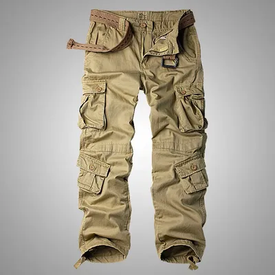 8 Pockets Red Black Cargo Pants Men Cotton Trousers Baggy Camouflage Tactical Pants Men Casual Big