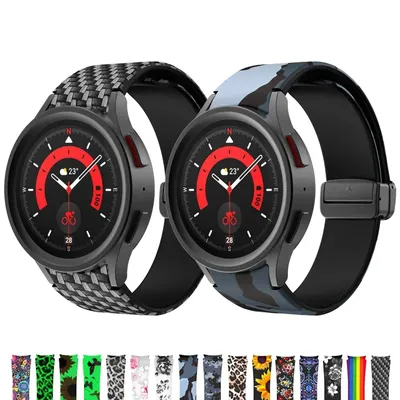 Magnetic Straps for Galaxy Watch 5 Pro 45mm/Galaxy Watch 5 44mm 40mm Magnetic Strap Carbon Fiber