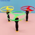 6pcs Flying Disc propeller Toys Kids Helicopter Pull String Flying Saucers Dog Pet Chaser Training