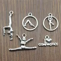 20pcs Charms Gymnastics Antique Silver Color Gymnastics Charms Jewelry Findings DIY Gym Charms Sport