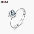 OEVAS Real 1 Carat D Color Moissanite Wedding Rings For Women Top Quality 18K White Gold Color 100%