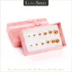 LUXUSTEEL 6Pairs/Box Stainless Steel Stud Earrings Smooth Rose Gold Color Round Ball Ear Post