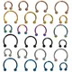 2 Pcs Stainless Steel Nostril Nose Ring Lip Rings Earrings Circular Piercing Ball Horseshoe Hoop