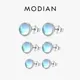 Modian 925 Sterling Silver Round Exquisite Moonstone 4 5 6 MM Stud Earrings Platinum Plated Charm
