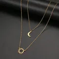 2022 Stainless Steel Layered Models Sun Flower Moon Necklace For Women Fashionable Exquisite Pendant