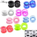 1pair/ lot Acrylic Ear Flesh Tunnels Double Flared Hollow Screw Fit Ear Stretcher Plugs Gauges Body