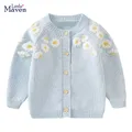 Little maven 2023 Baby Girls Sweater Lovely Light Blue Casual Clothes Autumn Children Cardigan