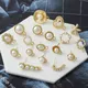 10pcs Pearl Stud Earrings Settings Handmade Roun Hollow Love Heart Earrings Connectors for DIY