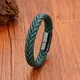 5 Color Wide Handmade Woven Leather Wrap Bracelets Men's Chain Bangles Stainless Steel Premium