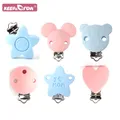 3pcs Baby Pacifer Clip Silicone Teether Cartoon Heart Star Holder Soother Nursing Pacifier Chain