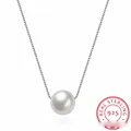 925 Sterling Silver Fine Jewelry Simple Hot Fashion 10mm Real Pearl Box Chain Necklace kolye