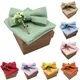 Solid Color Cotton Bowtie Handkerchief Flower Brooch Set For Men Women Party Wedding Blue Pink Green