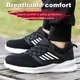 Unisex Summer Light Breathable Sneaker For Men Women Black Mess Safety Shoes Puncture Proof Platform