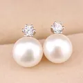 Fashion Wedding Pearl Jewelry Accessories White Gold Pearl Earrings Elegant Crystals Silver Color