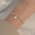 Modian Real 925 Sterling Silver Simple Heart Beads Bracelet for Women Platinum Plated Adjustable