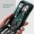 6 Pcs/Bag Portable Luxury Manicure Sets Bright Black Nail Clipper Set Green Nail File Eyebrow