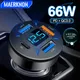 66W USB C Car Charger Type C Fast Charging Car Phone Charger for Iphone Xiaomi Samsung Quick Charger