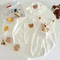 Cartoon Bear Muslin Romper Hat Suit Spring Summer Baby Clothes Infant Girls Coat Soft Cotton