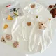 Cartoon Bear Muslin Romper Hat Suit Spring Summer Baby Clothes Infant Girls Coat Soft Cotton