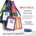 Leather Id Holders Case PU Business Badge Card Holder with Necklace Lanyard LOGO Customize Print