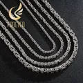 4/5/6/8 mm Choker Long Necklace Men Male Stainless Steel Byzantine Box Chain Husband Boyfriend Bff