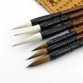 6PCS White woolen brush/Brown Weasel Wool Hair Chinese Japanese Calligraphy Brush Pen Set Art for