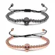 Charm 5mm Copper Beads Bracelets Handmade Pave CZ Skeleton Crystal Adjustable Bracelets Women Men