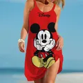 Women's Beach Dresses Disney-Mickey Minnie Dresses for Women 2022 Summer Fashion Sling Print Sexy