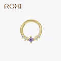 ROXI Four-claw Amethyst Inlaid 925 Sterling Silver Fashion Simple Piercing Cartilage Earrings