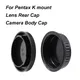 For Pentax K mount Lens Rear Cap / Camera Body Cap Plastic Black Lens Cap Cover Set PK for Pentax K1