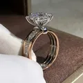 Huitan Classic 4 Claws Design Bridal Engagement Wedding Rings AAA Dazzling Cubic Zirconia Hot Sale