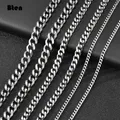 3mm 7mm Wide Stainless Steel Chain Cuban Link Chains Chokers Necklace For Mens Jewelry Silver Plated