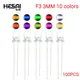 100PCS/lot F3 3MM 10 colors Round Green/Yellow/Blue/White/Red/Warm White/Orange/Purple/Pink/Yellow