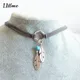 Velvet Choker Black Brown Leather Choker Necklace Antique Color Feather Shape Charm Multilayer