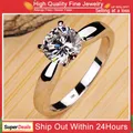 Classic Luxury 18K White Gold Color Ring Solitaire 2CT Zirconia Diamant Wedding Band Fashion