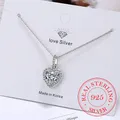 Top Quality 925 Sterling Silver Forever Love Heart Big Single Cz Charm Pendant Necklace Dainty