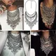 Fashion Silver Color Indian Vintage Statement Large Necklace Women Boho Ethnic Maxi Big Collar