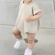 Unisex Baby Boy Girl Solid Color Short Sleeve Bubble Romper Oversized T-Shirt Bodysuit Top Summer