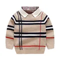 2-8T Plaid Sweater For Boy Girl Toddler Kid Sweater Baby Knit Pullover Top Winter Thick Fashion