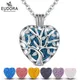 Eudora 20mm Lava Necklace Pendant Heart Volcanic Stone Tree of life Cage Pendant Necklace For DIY
