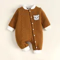 0-6 Months Newborn Baby Clothes Baby Boy Romper Bear Knitted Long Sleeves Bodysuit Infant Baby Boy