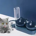 Pet Cat Bowl Automatic Feeder Water Dispenser Dog Cat Food Bowl with Drinking Raised Stand Double