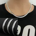 1pc 3/5/6 mm Men Stainless Steel Cuban Link Chain Bracelet Necklace Fashion Hip Hop Chain Necklace