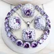 Purple Zirconia Women Bridal Jewelry Sets Silver 925 Fine Costume Jewellery Wedding Earrings Rings