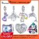 Bamoer 925 Sterling Silver Rainbow Unicorn Bead Crystal Heart Cat bee Butterfly Dolphin Charms Fit