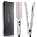 Rhinestone Flat Iron Titanium Hair Straightener Professional Dual Voltage Straightening Irons LCD