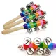 Free Shipping Colorful Rainbow Hand Held Bell Stick Wooden Percussion Musical Toy for KTV Party Kids