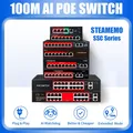 STEAMEMO SSC Series AI POE Switch 48V Active POE Network Switch 90W Power Supply Ethernet 10/100Mbps