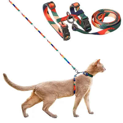 Cat Harness and Leash Set Cats Escape Proof Adjustable Kitten Harness for Large Small Cats Lightweight Soft Pet Safety Harness